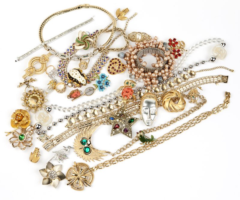 A collection of vintage costume jewelry