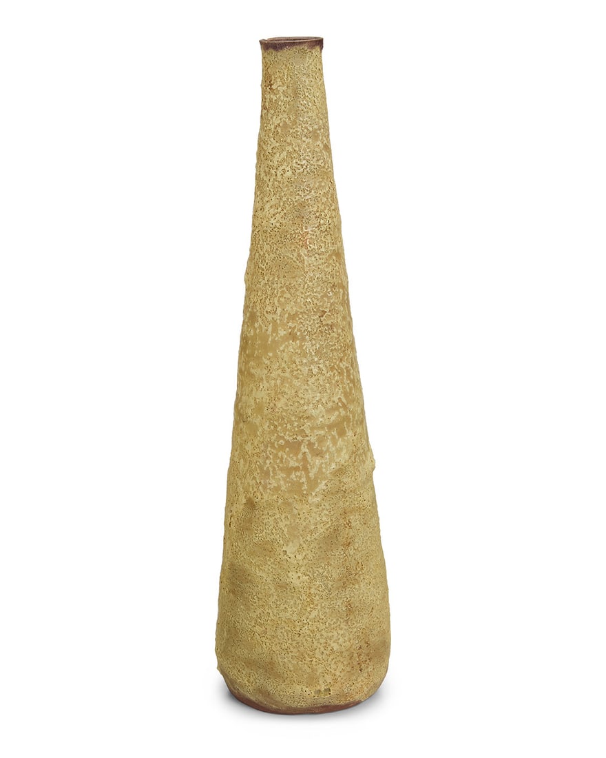 Beatrice Wood (1893-1998), A volcanic glazed earthenware vase, mid-20th century: Beatrice Wood (1893-1998)A volcanic glazed earthenware vase, mid-20th centurySigned to underside: BEATO14" H x 3.875" Dia. Provenance:Private collection, Ojai, CA, acquired circa 1950s and 1960s, poss
