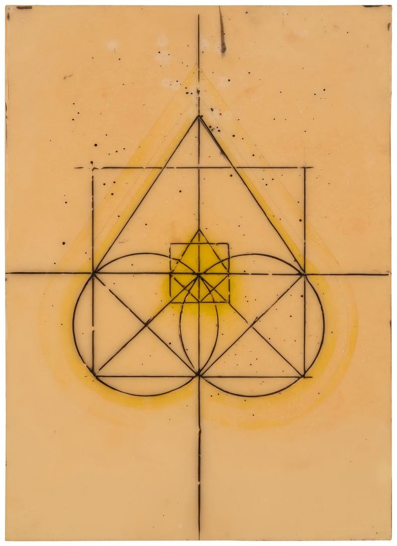 David Worthington (b. 1962), "Wax Board V," 2000: David Worthington(b. 1962)"Wax Board V," 2000Wax on boardIncised with initials and date lower right: DW 2000; signed and dated in ink, verso: David Worthington / 31/5/2000; titled on a gallery label a