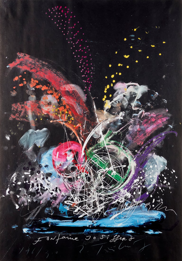 Jean Tinguely (1925-1991), "Fontaine Joe Syffert," from "Eight by Eight to Celebrate the Temporary: Jean Tinguely(1925-1991)"Fontaine Joe Syffert," from "Eight by Eight to Celebrate the Temporary Contemporary," 1984Screenprint in colors on paperEdition: 146/300Signed and numbered in white crayon alo