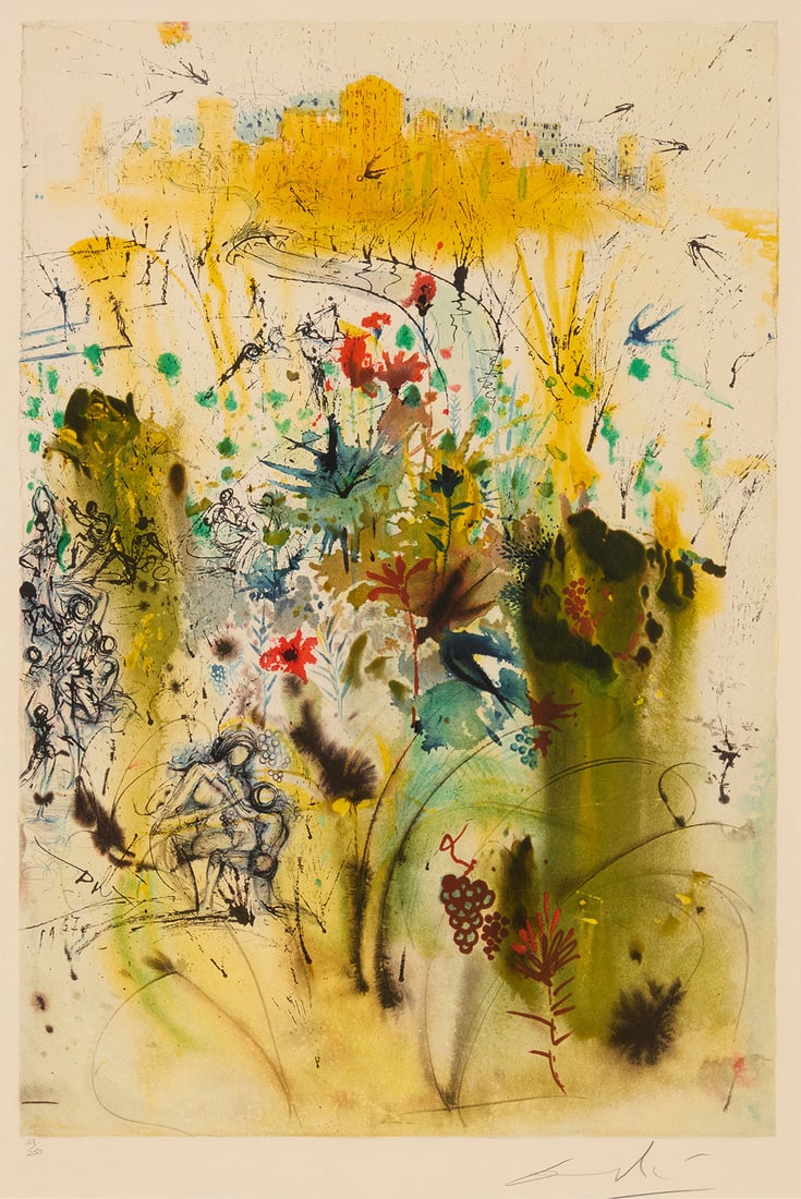 Salvador Dali (1904-1989), "The Land Comes to Life," from the "Aliyah" portfolio, 1968: Salvador Dali(1904-1989)"The Land Comes to Life," from the "Aliyah" portfolio, 1968Lithograph in colors on wove paperEdition: 29/250 (aside from the lettered edition A/J-Y/J, the Tirage edition of 275