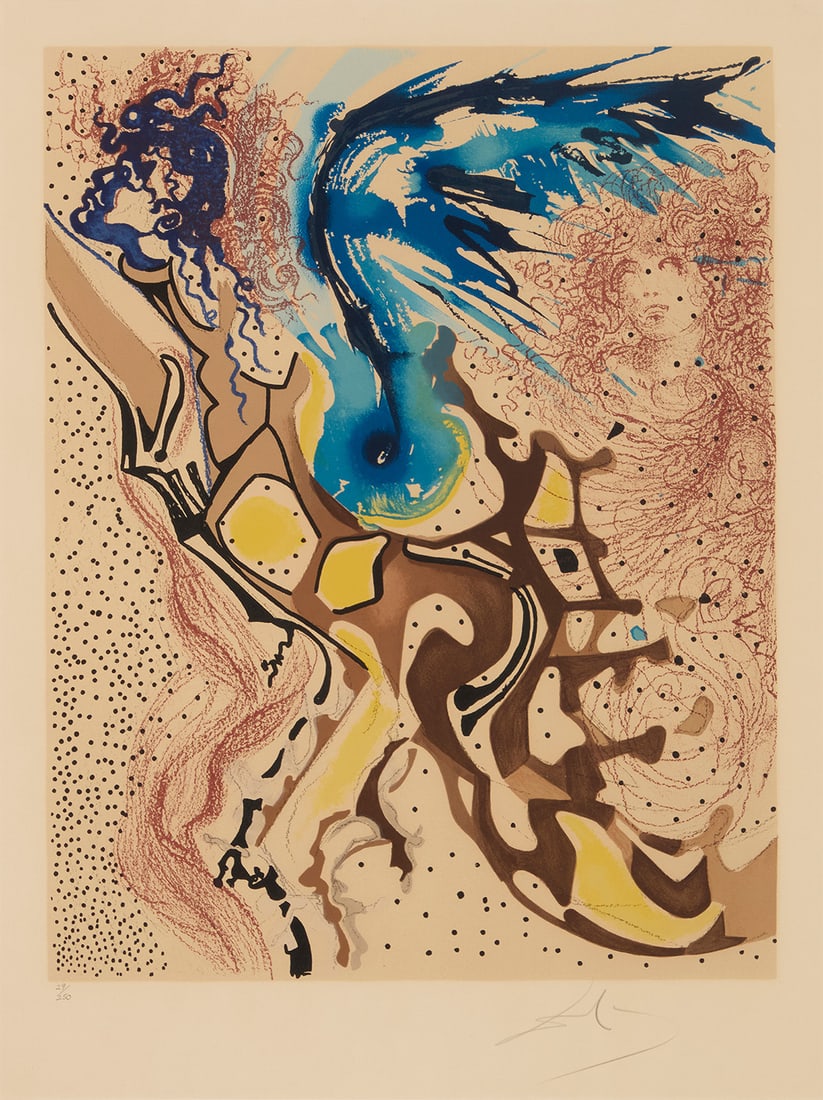 Salvador Dali (1904-1989), "Angels of the Rebirth," from the "Aliyah" portfolio, 1968: Salvador Dali(1904-1989)"Angels of the Rebirth," from the "Aliyah" portfolio, 1968Lithograph in colors on paperEdition: 29/250 (aside from the lettered edition A/J-Y/J, the Tirage edition of 275, an u
