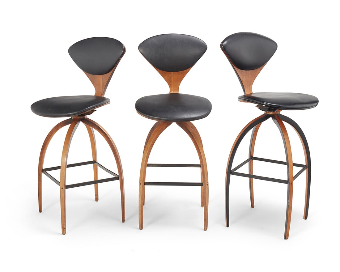 Norman Cherner (1920-1987), A set of three 'Swivel Cherner' stools for Plycraft Inc., mid-20th (1 of 15)