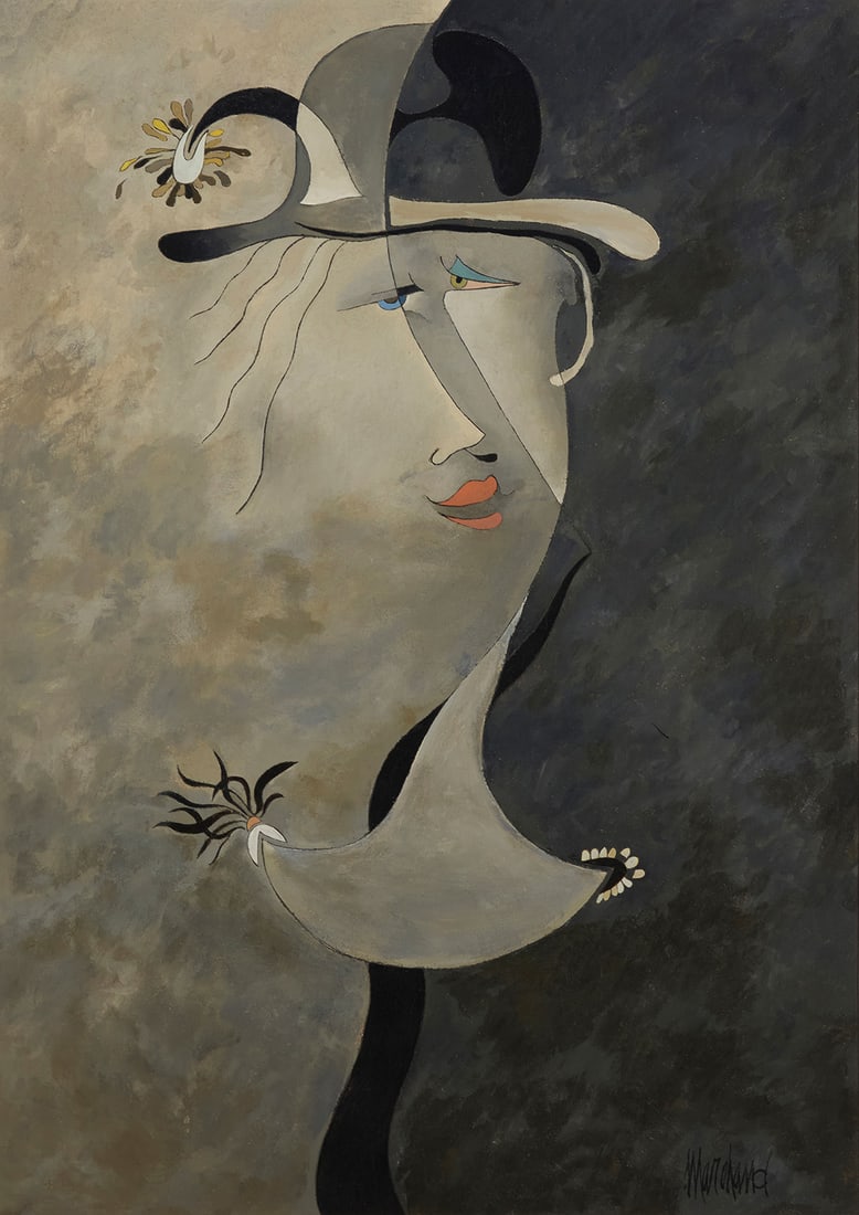 Philippe Marchand (20th Century), Surrealist portrait of a woman in a hat: Philippe Marchand (20th Century) Surrealist portrait of a woman in a hat Oil on canvas Signed lower right: Marchand 42.75" H x 30.25" W Provenance: Private Estate, California