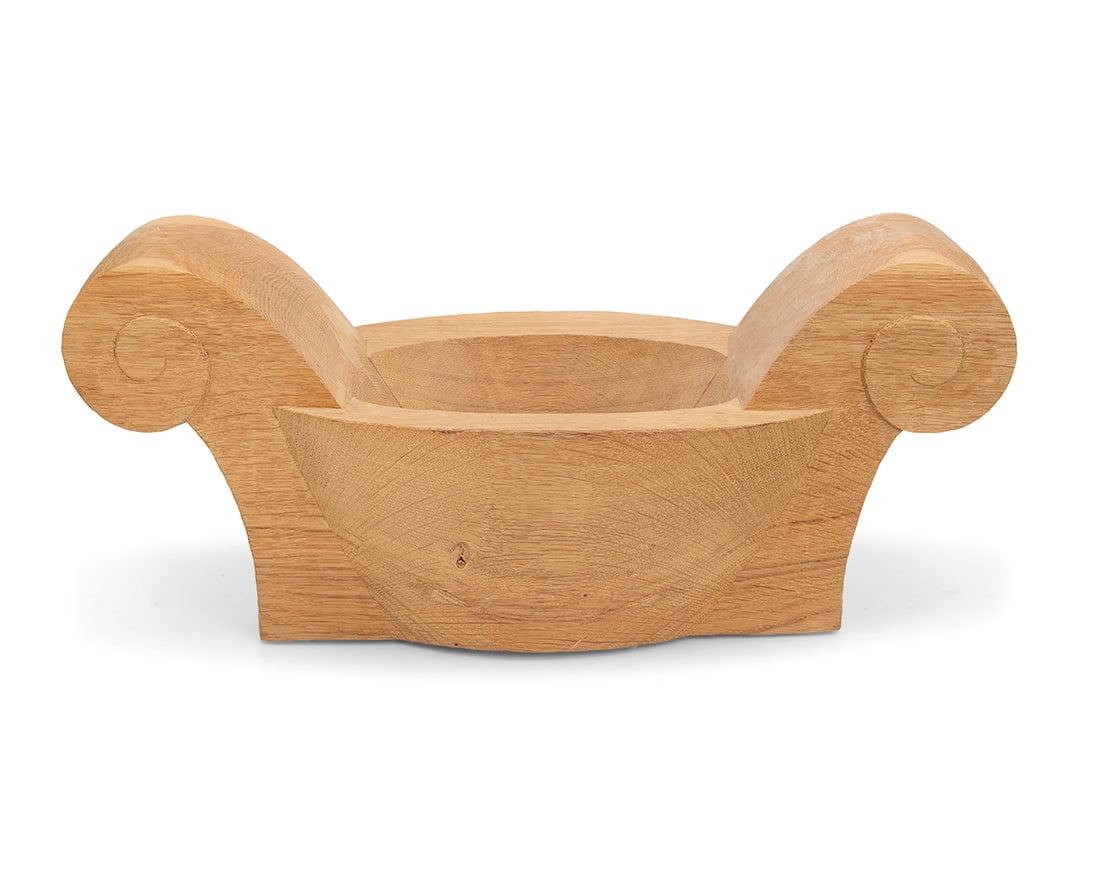 Julian Schwarz (b. 20th Century), "Two Volutes," 2007: Julian Schwarz (b. 20th Century) "Two Volutes," 2007 Carved wood Carved to underside: J 7.25" H x 17.75" W x 9.25" D Provenance: The Estate of Elaine Wynn