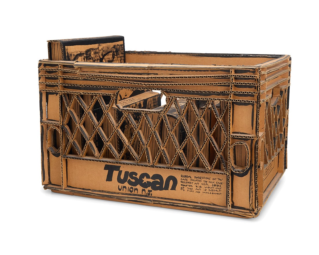 Tom Burckhardt (b. 1964), "Book Crate," 2006: Tom Burckhardt(b. 1964)"Book Crate," 2006Acrylic and cardboardSigned, dated, and titled to underside: Tom Burkhardt13.25" H x 18" W x 13.5" D Provenance:Caren Golden Fine Art, New York, NY