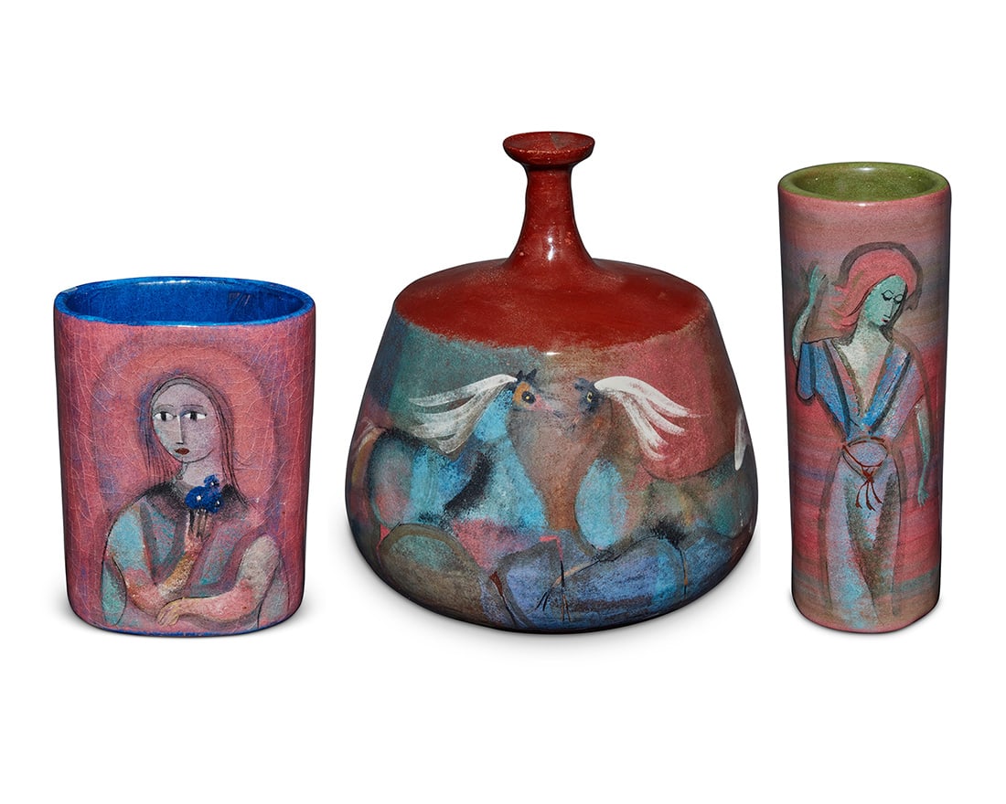Polia Pillin (1909-1992), Three glazed ceramic vases, mid-20th century (1 of 14)