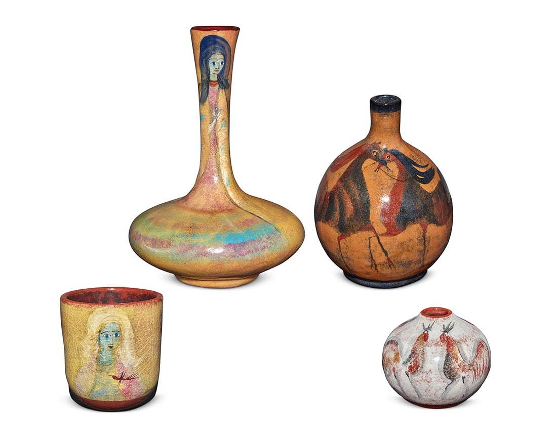 Polia Pillin (1909-1992), Four glazed ceramic vessels, mid-20th century (1 of 14)