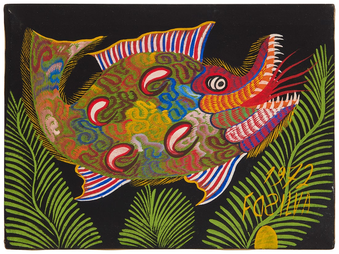 Francisco (Chico) da Silva (1910-1985), Untitled, 1972: Francisco (Chico) da Silva (1910-1985) Untitled, 1972 Gouache on canvas Signed and dated lower right: 1972 / F D Silva 9.75" H x 13" W Provenance: Private collection, Brazil