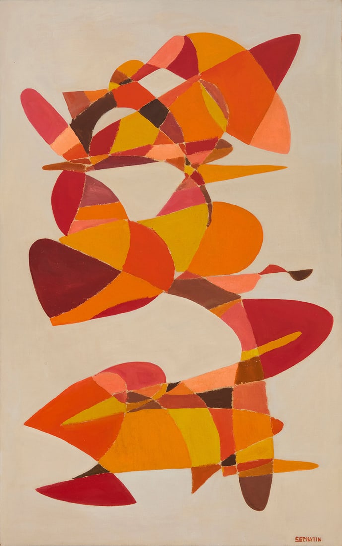 Jacob Moses Semiatin (1915-2003), Untitled abstract in orange, circa 1960 (1 of 6)