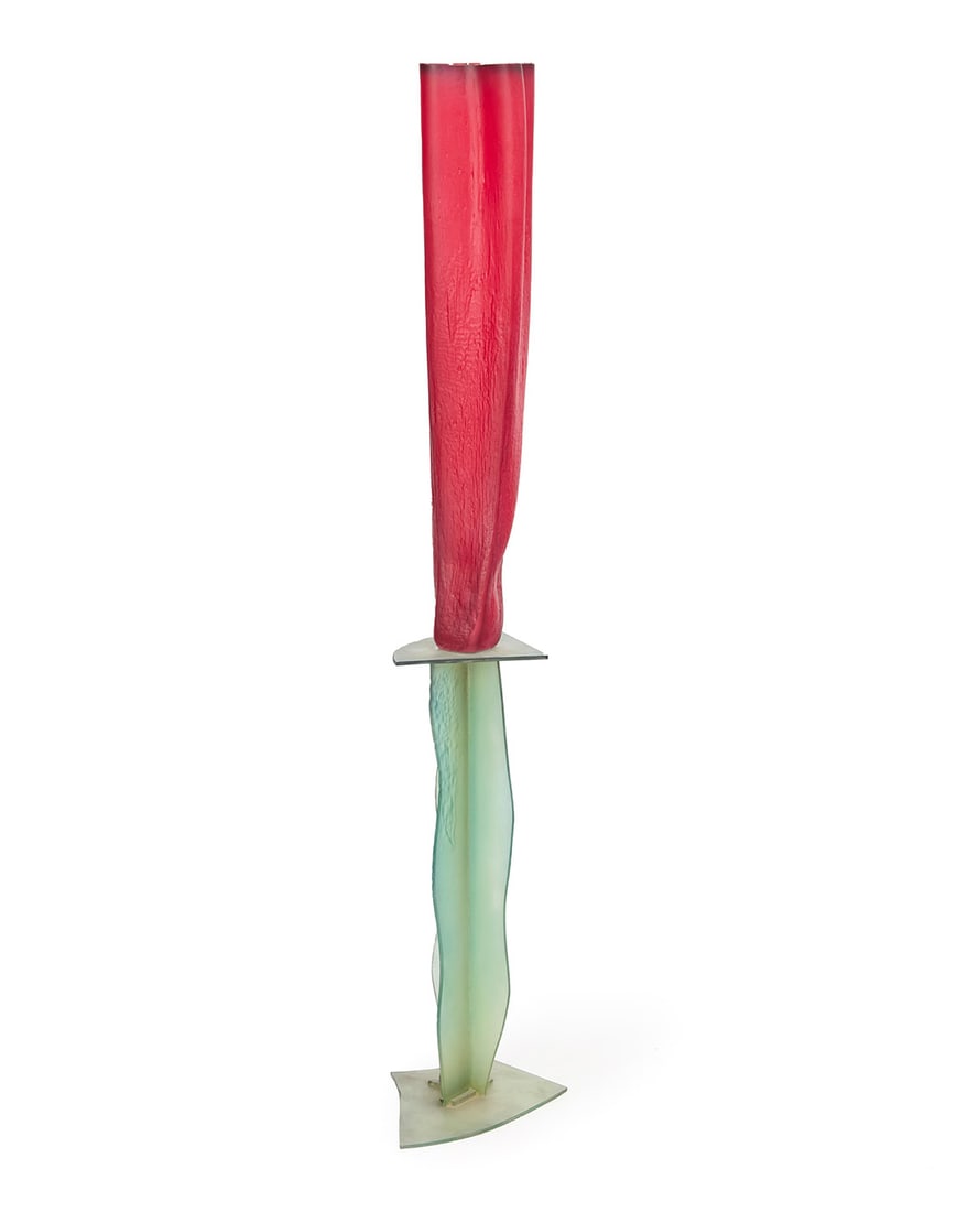 Danny Perkins (b. 1955), "Red Set 2": Danny Perkins(b. 1955)"Red Set 2"Molded glassUnmarked54.5" H x 8" Dia. approximately