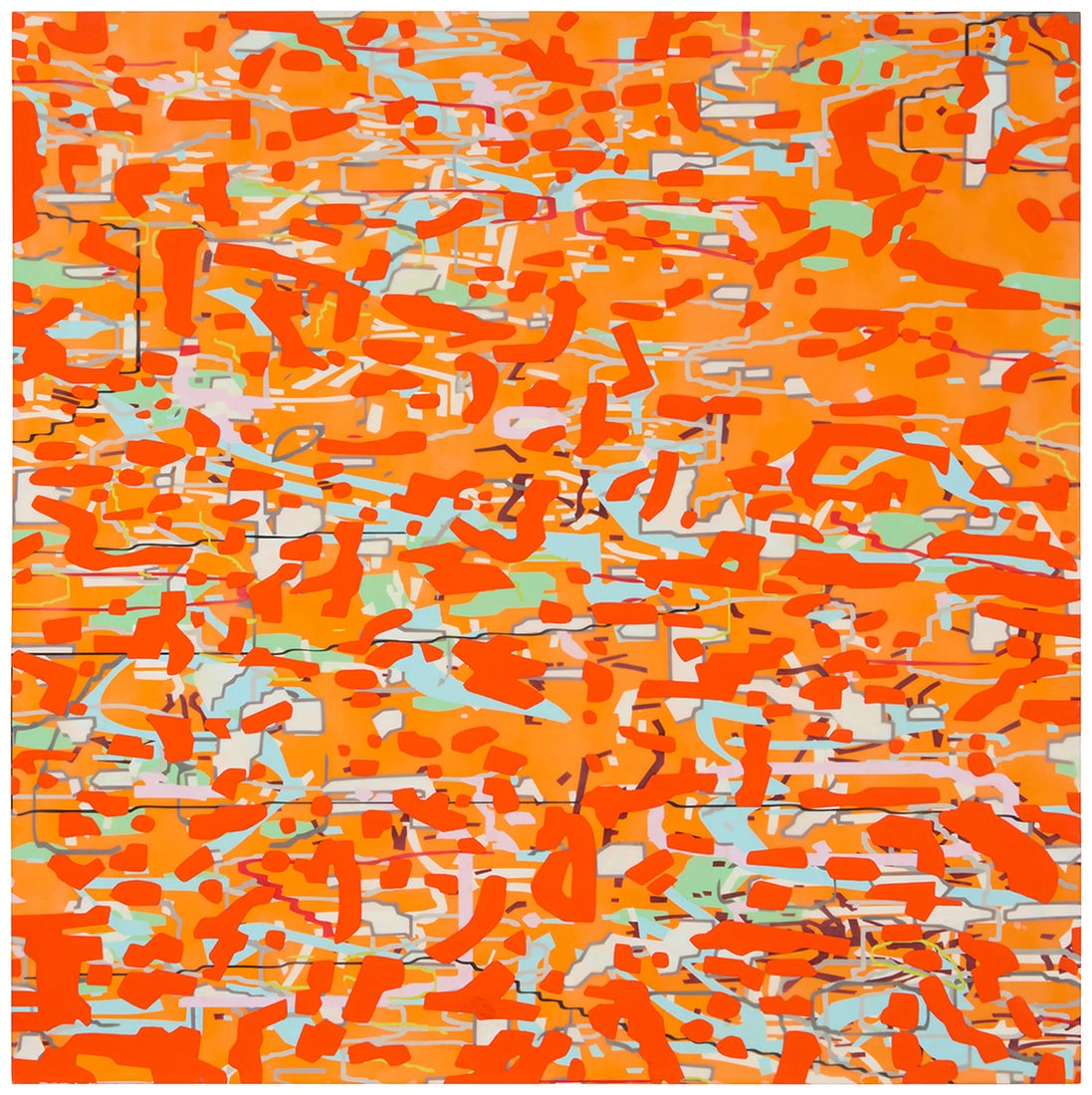 Amy Ellingson (b. 1964), "Variation (Orange)," 2015: Amy Ellingson (b. 1964) "Variation (Orange)," 2015 Oil and encaustic on panel Unsigned; with the artist's wood branded stamp (twice) on the verso; titled and dated on the artist's label affixed verso