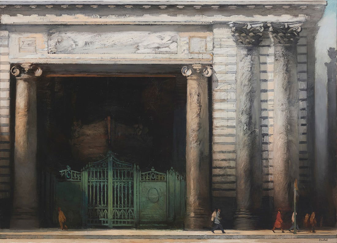 Richard Bunkall (1953-1999), "City Gate": Richard Bunkall(1953-1999)"City Gate"Oil on canvasSigned lower right: Bunkall; titled on the central horizontal stretcher bar43" H x 59.5" W