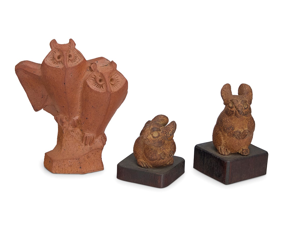 Betty Davenport Ford (b. 1924), Three miniature stoneware models of animals, late 20th/early 21st (1 of 7)