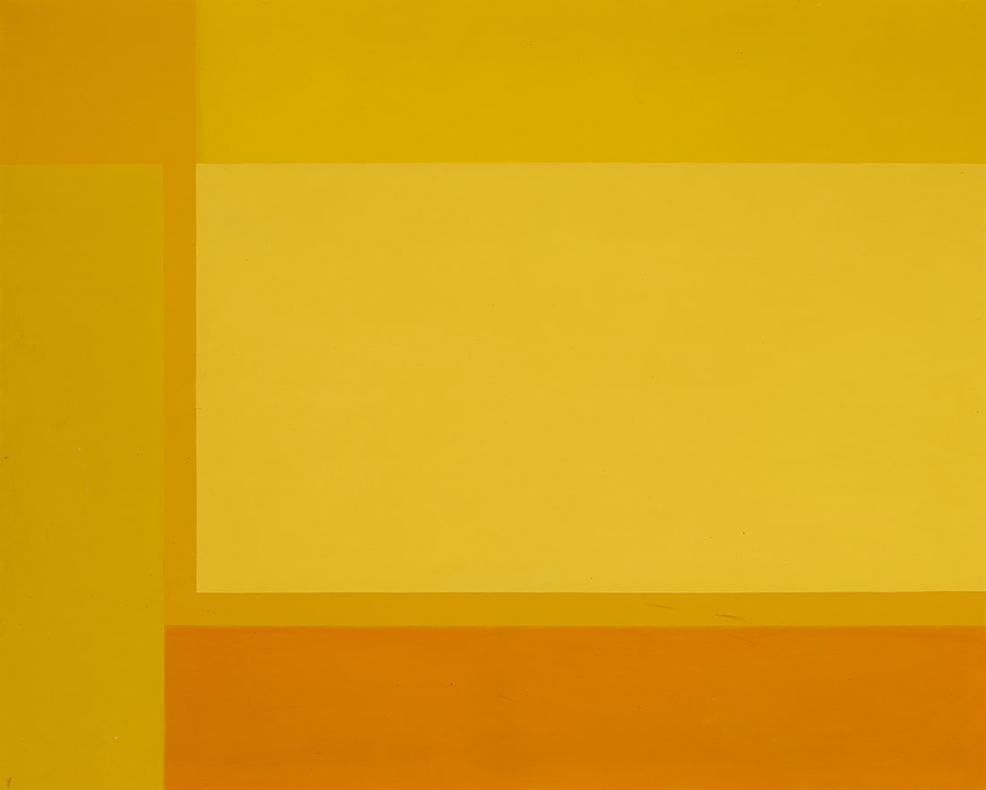 Joel Barletta (1924-2012), "Yellow #7," 1965: Joel Barletta (1924-2012) "Yellow #7," 1965 Oil on canvas Signed, titled, and dated, all verso: Barlettta / Yellow #7-65 48.5" H x 60" W