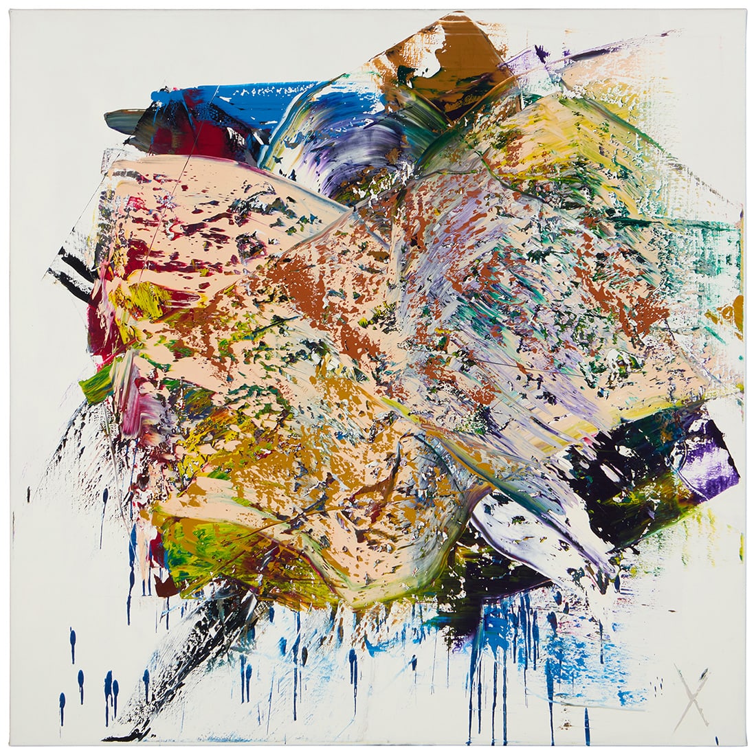 Astor Milan Salcedo (b. 1969), "Herakles and Nemea": Astor Milan Salcedo (b. 1969) "Herakles and Nemea" Oil on canvas With the artist's "X" device lower right; signed again and titled, verso 47.25" H x 47.25" W