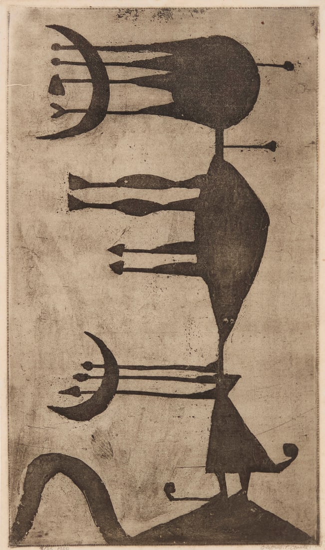 Geoffrey Clarke (1924-2014), "Man," 1950: Geoffrey Clarke (1924-2014) "Man," 1950 Etching and aquatint in black ink on cream paper Edition: 2/25 Signed, dated, and numbered in pencil in the lower margin: Geoffrey P. Clarke / 1950 Plate: