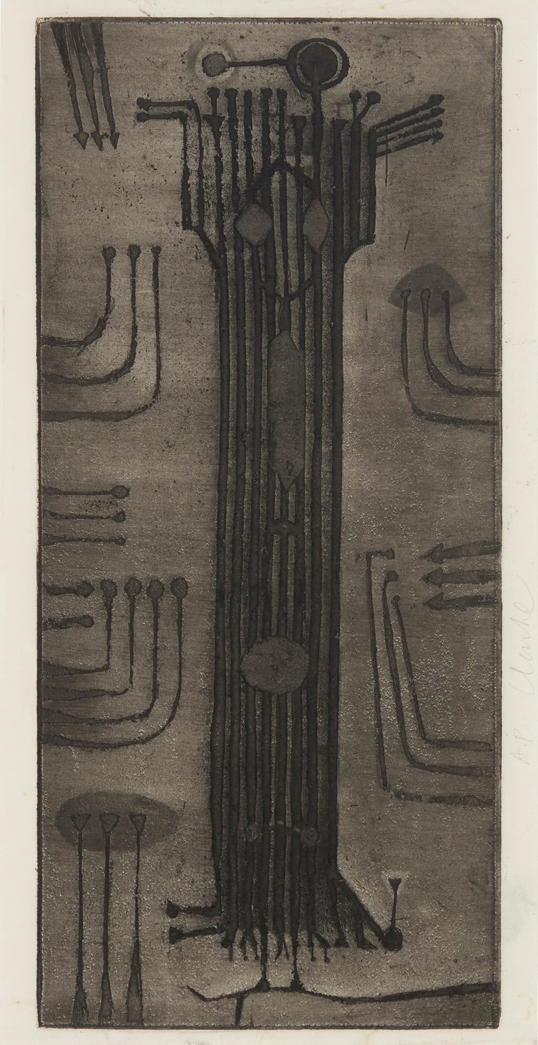 Geoffrey Clarke (1924-2014), "Man" (Complexities of Man I), 1950: Geoffrey Clarke (1924-2014) "Man" (Complexities of Man I), 1950 Etching and aquatint on paper An artist's proof aside from the edition of approximately 25 Signed and inscribed in pencil along the