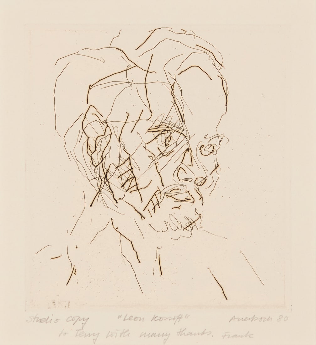 Frank Auerbach (1931-2024), "Leon Kossoff" from "Six Etchings of Heads," 1980-81 (1 of 5)