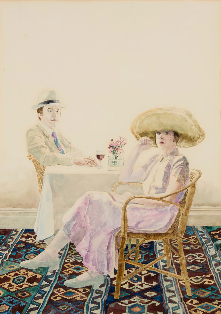 David Remfry (b. 1942), "Dr. Froude and Companion," 1981: David Remfry (b. 1942) "Dr. Froude and Companion," 1981 Watercolor and pencil on paper Signed and dated in the lower right: David Remfry 1981; titled on a gallery label affixed to the frame's backing