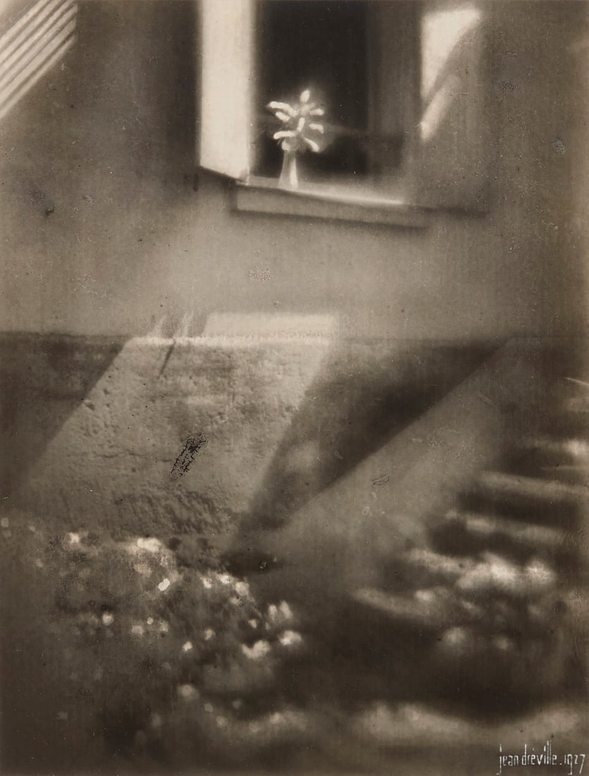 Jean Dreville (1906-1997), "Sol y Sombra," 1927: Jean Dreville (1906-1997) "Sol y Sombra," 1927 Gelatin silver print on paper Signed and dated in white ink lower right: Jean Dreville. 1927; titled and indistinctly inscribed in French, all in pencil