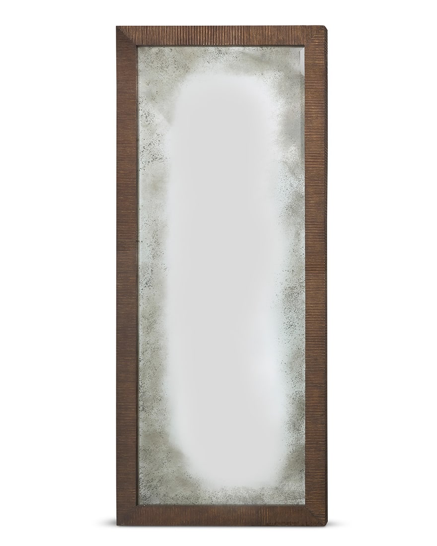A Gregorius Pineo 'Calloway' floor mirror: A Gregorius Pineo 'Calloway' floor mirrorEarly 21st centuryThe rectangular plate within a textured patinated metal frame102" H x 42" W x 2.25" D Provenance:The Estate of Elaine Wynn