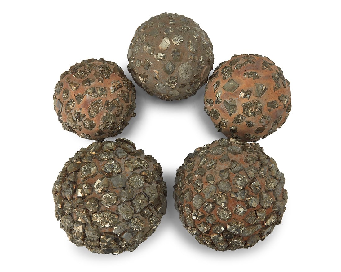Five pyrite specimen spheres - 2