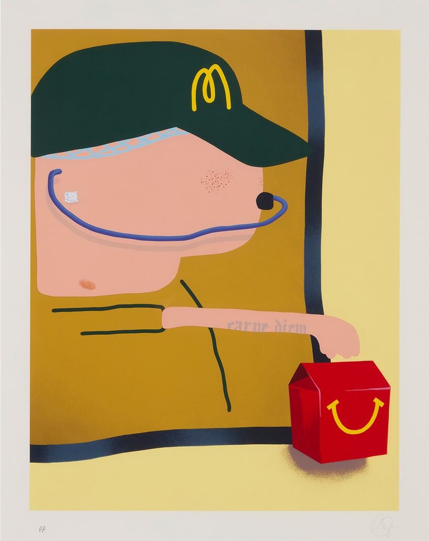 Oli Epp (b. 1994), "Carpe Diem," 2018: Oli Epp (b. 1994) "Carpe Diem," 2018 Screenprint in colors on Somerset wove paper Edition: A printer's proof aside from the edition of 30 Signed and inscribed "P.P." in pencil in the lower margin: O.