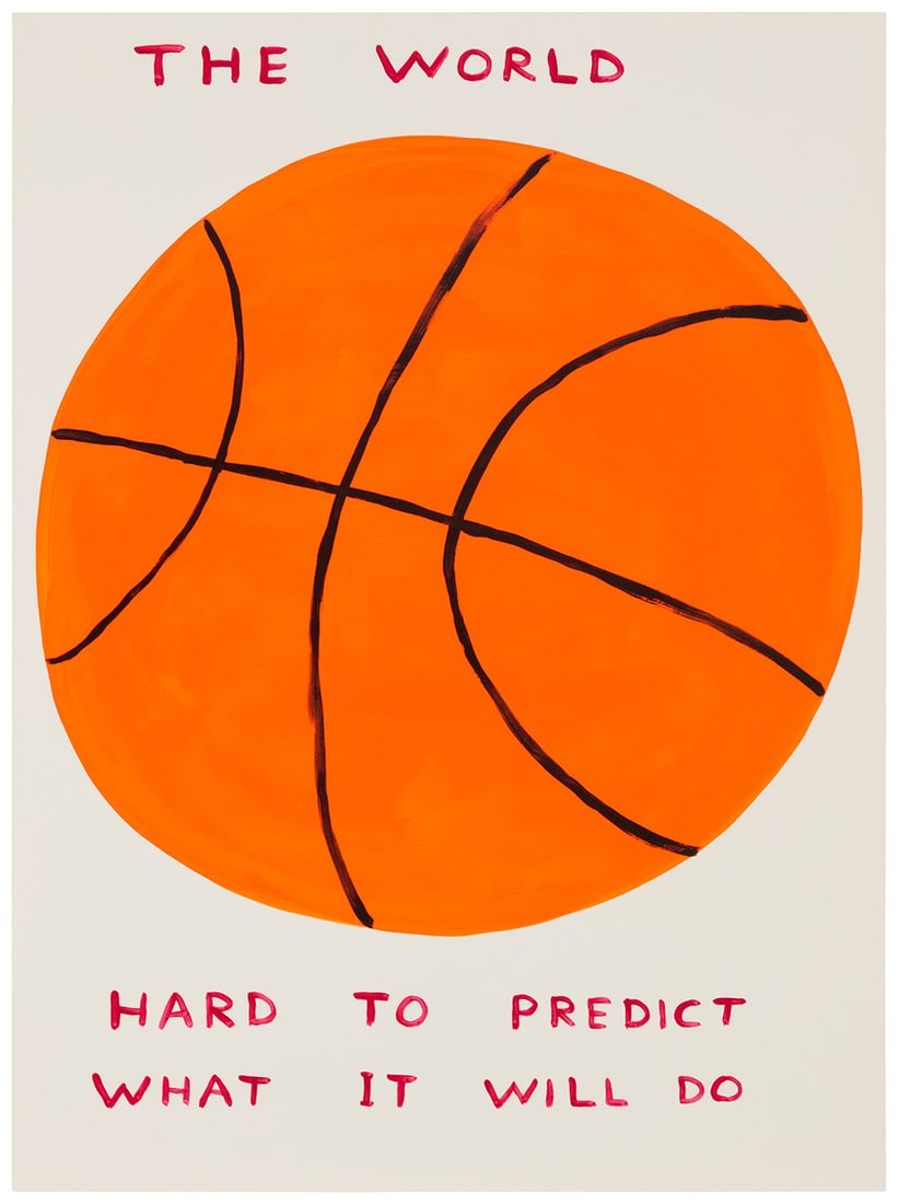 David Shrigley (b. 1968), "The World," 2020: David Shrigley (b. 1968) "The World," 2020 Screenprint in colors with varnish overlay on wove paper Edition: 65/125 Signed and numbered, verso, according to a gallery label affixed to the frame's