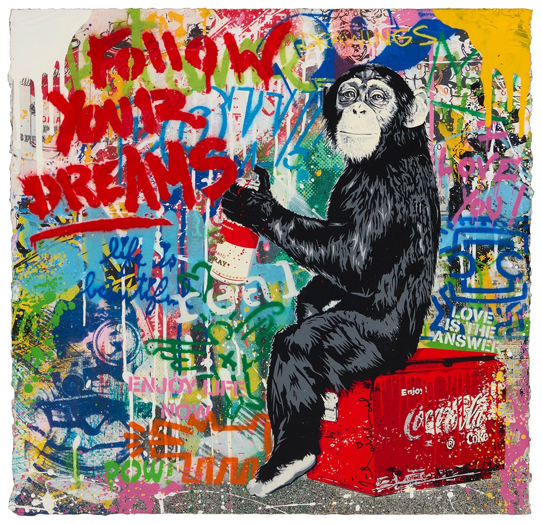 Mr. Brainwash (b. 1966), "Everyday Life," 2021: Mr. Brainwash(b. 1966)"Everyday Life," 2021Screenprint in colors with mixed media including acrylic and spray paint on paperSigned lower right: Mr. Brainwash; signed again and with the artist's device