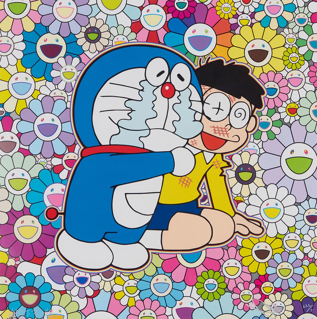 Takashi Murakami (b. 1962), "Friendship Forever," 2021: Takashi Murakami (b. 1962) "Friendship Forever," 2021 Offset lithograph in colors on paper Edition 222/300 Signed, numbered, and inscribed indistinctly in silver ink along the lower edge of the image