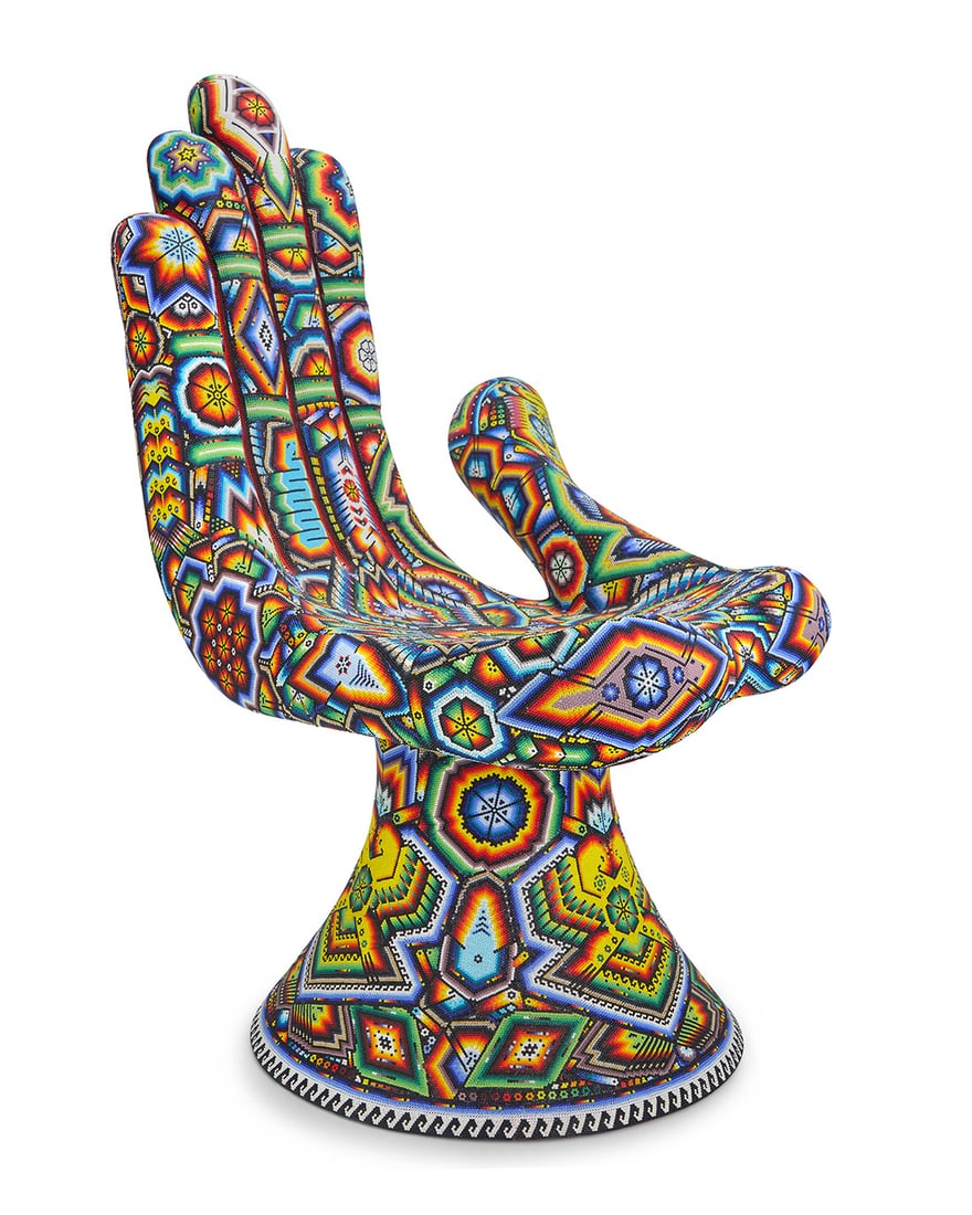 Rick (CHROMA) Wolfryd (b. 1953), After Pedro Friedeberg "Hot Seat: Magic Hands Series," 2022: Rick (CHROMA) Wolfryd(b. 1953)After Pedro Friedeberg "Hot Seat: Magic Hands Series," 2022Photopolymer resin and beadsEdition: APSigned, dated, titled, and inscribed to underside: CHROMA aka Rick Wolfr