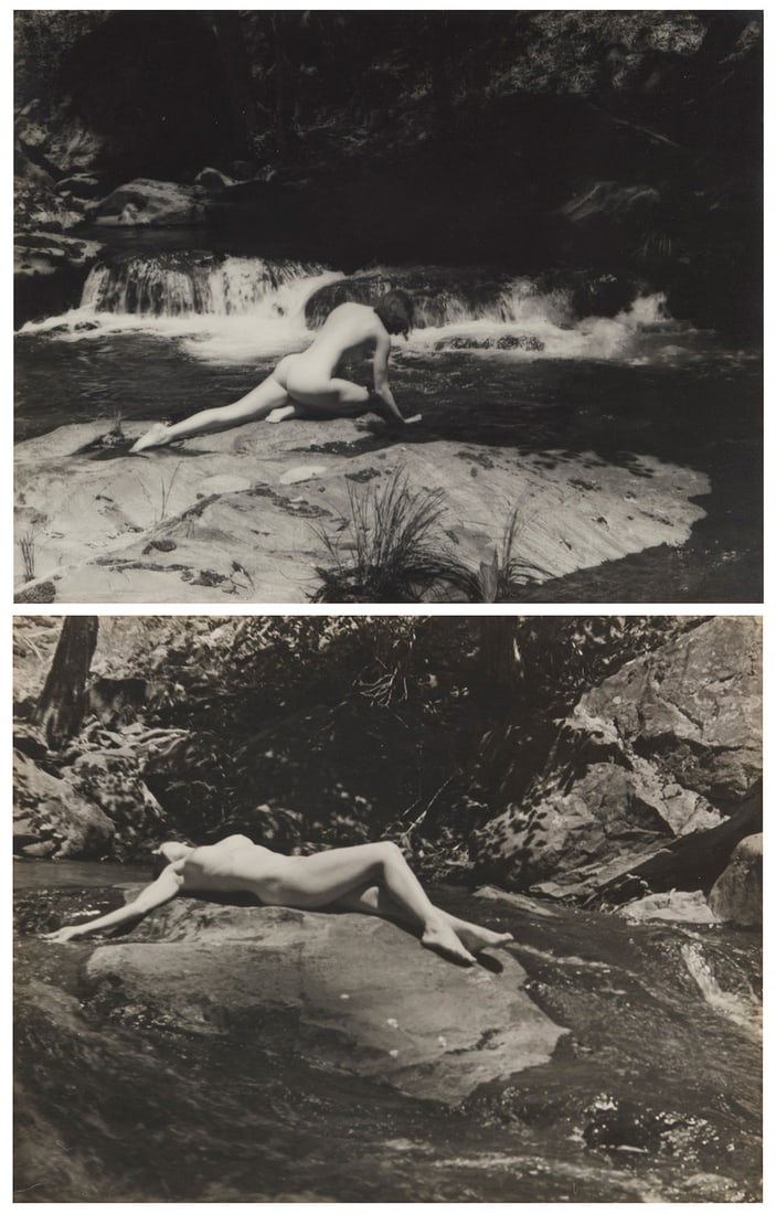 Paul Neverburg (20th Century), Two works: "Wood Nymph" and "Morning Siesta": Paul Neverburg (20th Century) Two works: "Wood Nymph" and "Morning Siesta" Each: Photograph on paper affixed to a matboard mount, as issued Each from the edition of unknown size and date Each signed
