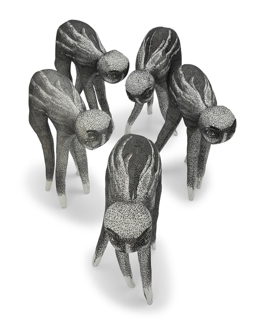 Camilla Taylor (b. 1981), Figures from the series "With Only These": Camilla Taylor(b. 1981)Figures from the series "With Only These"Relief print on fabric, steelEditions: 4, 16, 20, 26, and 29 of 40Each signed and variously numbered: C. TaylorEach: 14" H x 10" W x 5"