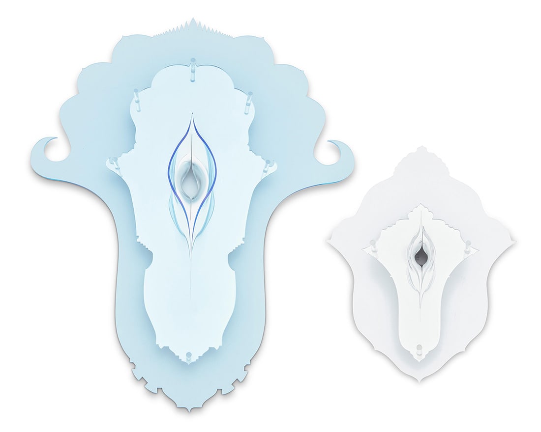 Betsy Davis (b. 20th century), Two wall sculptures, 2004: Betsy Davis(b. 20th century)Two wall sculptures, 2004Acrylic and plasticEditions: 1/3 and 2/3Each signed, dated, and numbered verso: Betsy DavisLarger: 21.75" H x 17" W x 3.125" D; Smaller: 12.125" H