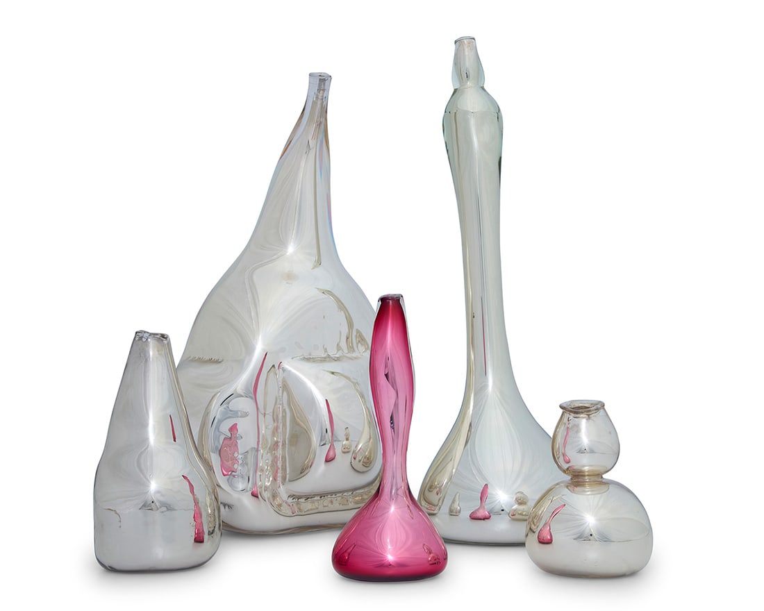 Five Daniele Fratarcangeli mirrored glass vases (1 of 12)