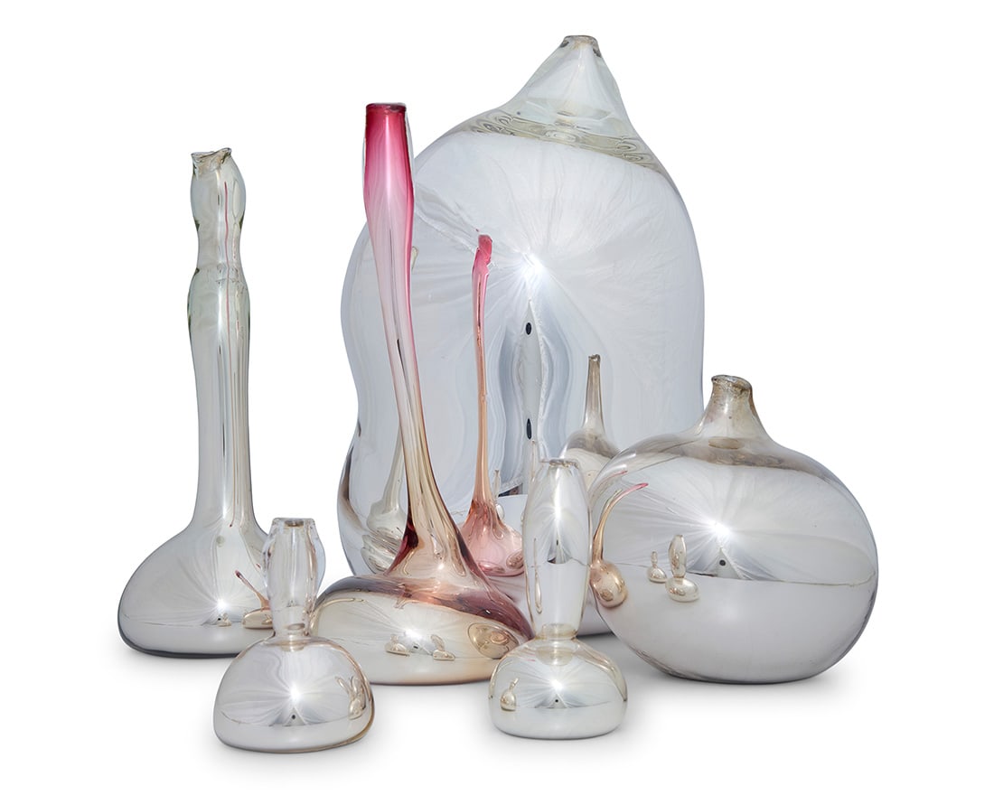 Six Daniele Fratarcangeli mirrored glass vases (1 of 13)