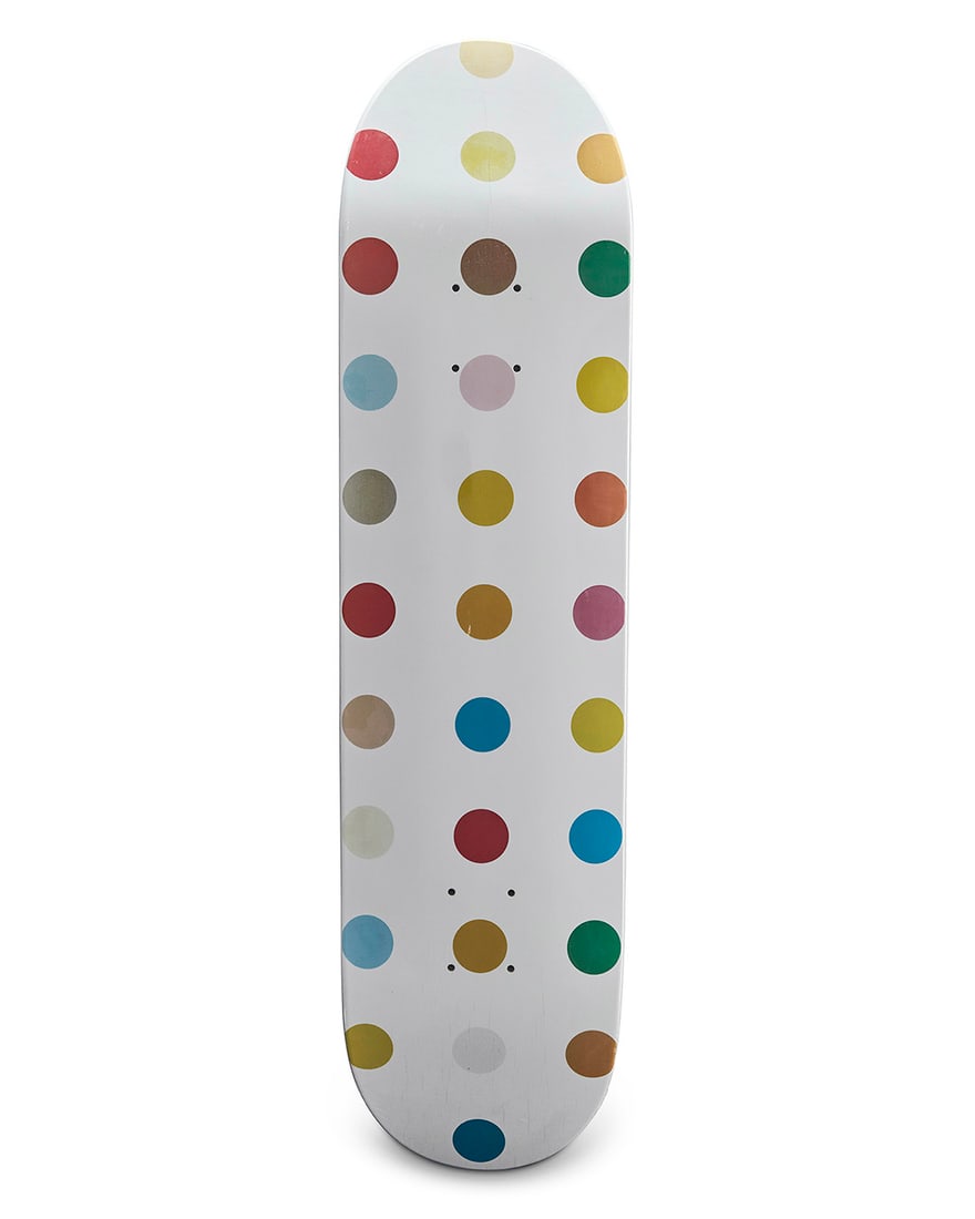 Damien Hirst (b. 1965), A Supreme skateboard deck from the "Spot" series, 2009: Damien Hirst (b. 1965)A Supreme skateboard deck from the "Spot" series, 2009From the edition of 500With printed artist's signature and maker's logo: D HirstScreen-printed on skateboard deck31.25" L x