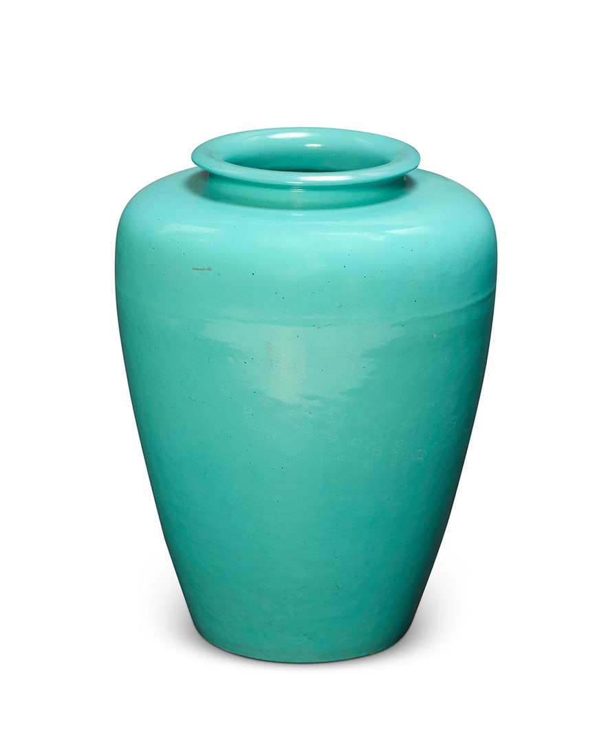 A Garden City turquoise glazed pottery oil jar (1 of 6)
