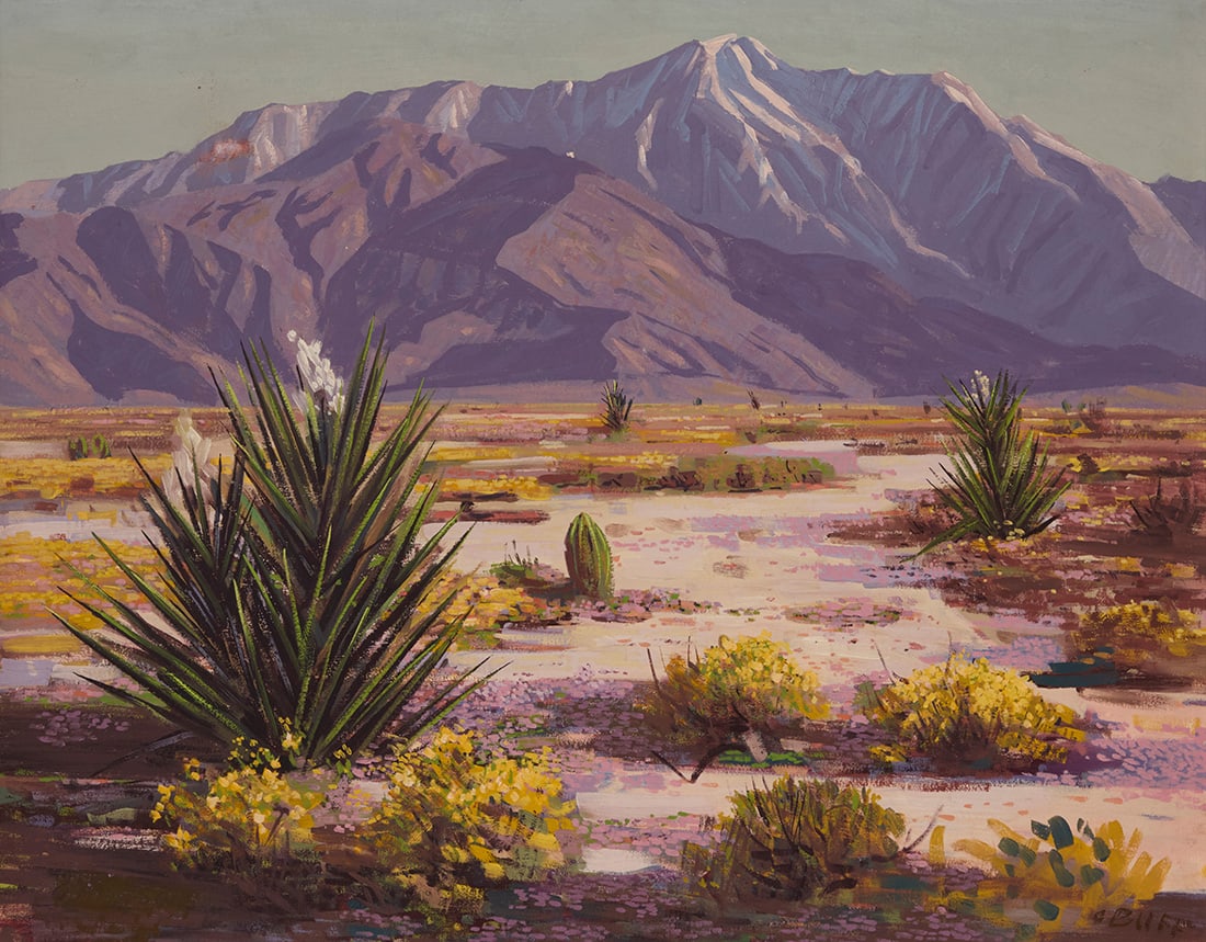 Conrad Buff (1886-1975), "Springtime": Conrad Buff (1886-1975) "Springtime" Oil on panel Signed lower left: C. Buff; titled in pencil verso 23.5" H x 29.5" W Provenance: Sold: Quinn's Auction Galleries, Falls Church, VA, "Fine &