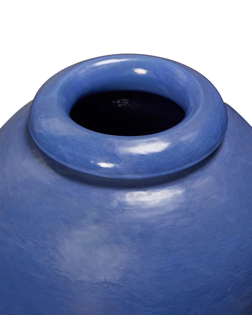 A pair of Bauer blue glazed pottery oil jars - 2