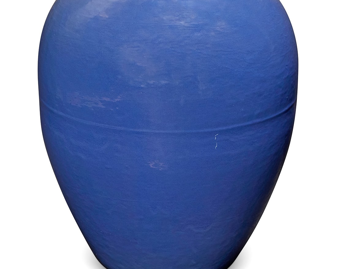 A pair of Bauer blue glazed pottery oil jars - 4