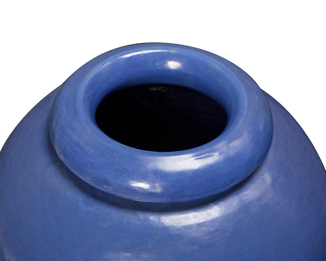 A pair of Bauer blue glazed pottery oil jars - 5