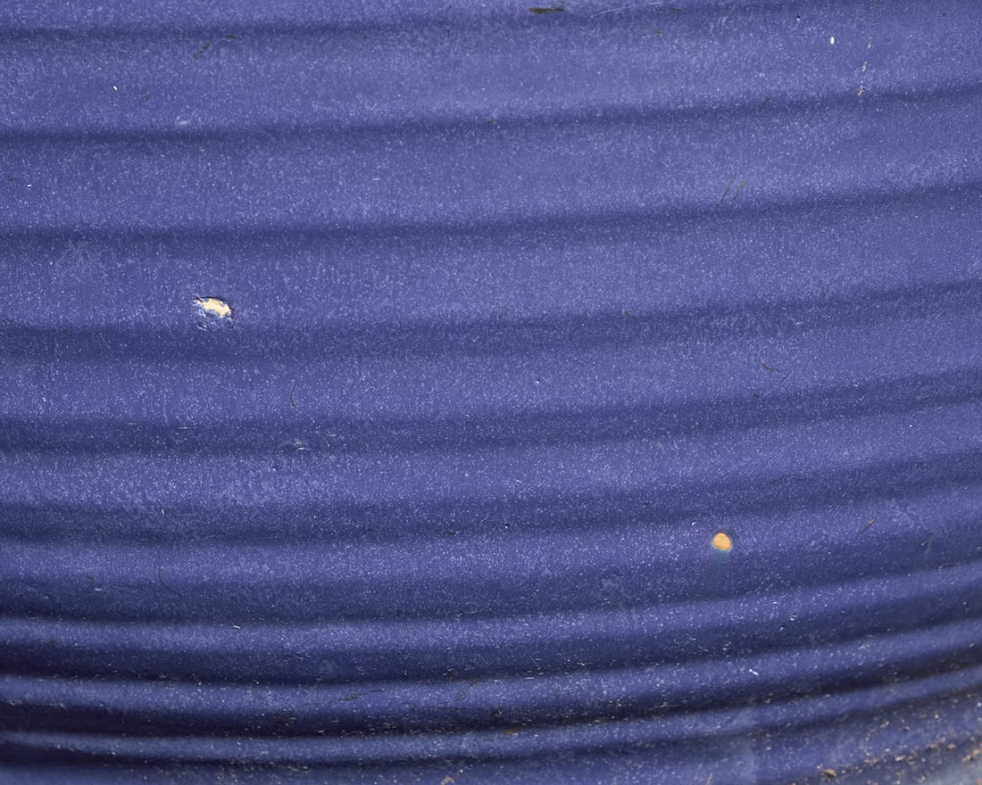 Four Bauer blue glazed pottery ringware planters - 4