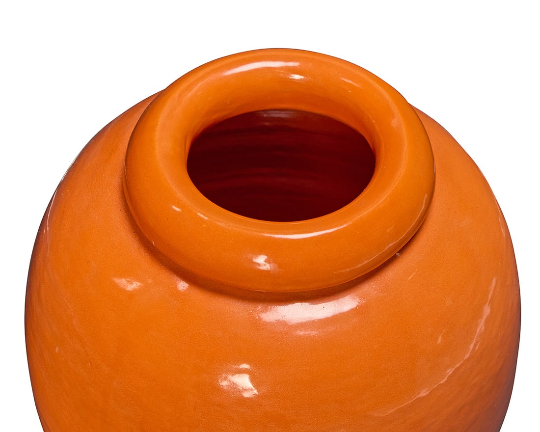 Two Bauer orange glazed pottery oil jars - 3