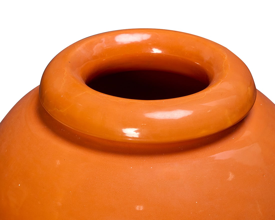 Two Bauer orange glazed pottery oil jars - 4