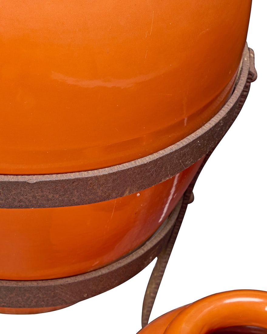 Two Bauer orange glazed pottery oil jars - 5