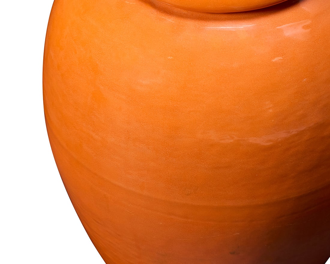 Two Bauer orange glazed pottery oil jars - 6