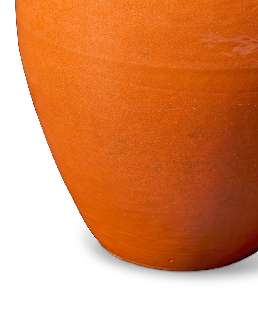 Two Bauer orange glazed pottery oil jars - 7