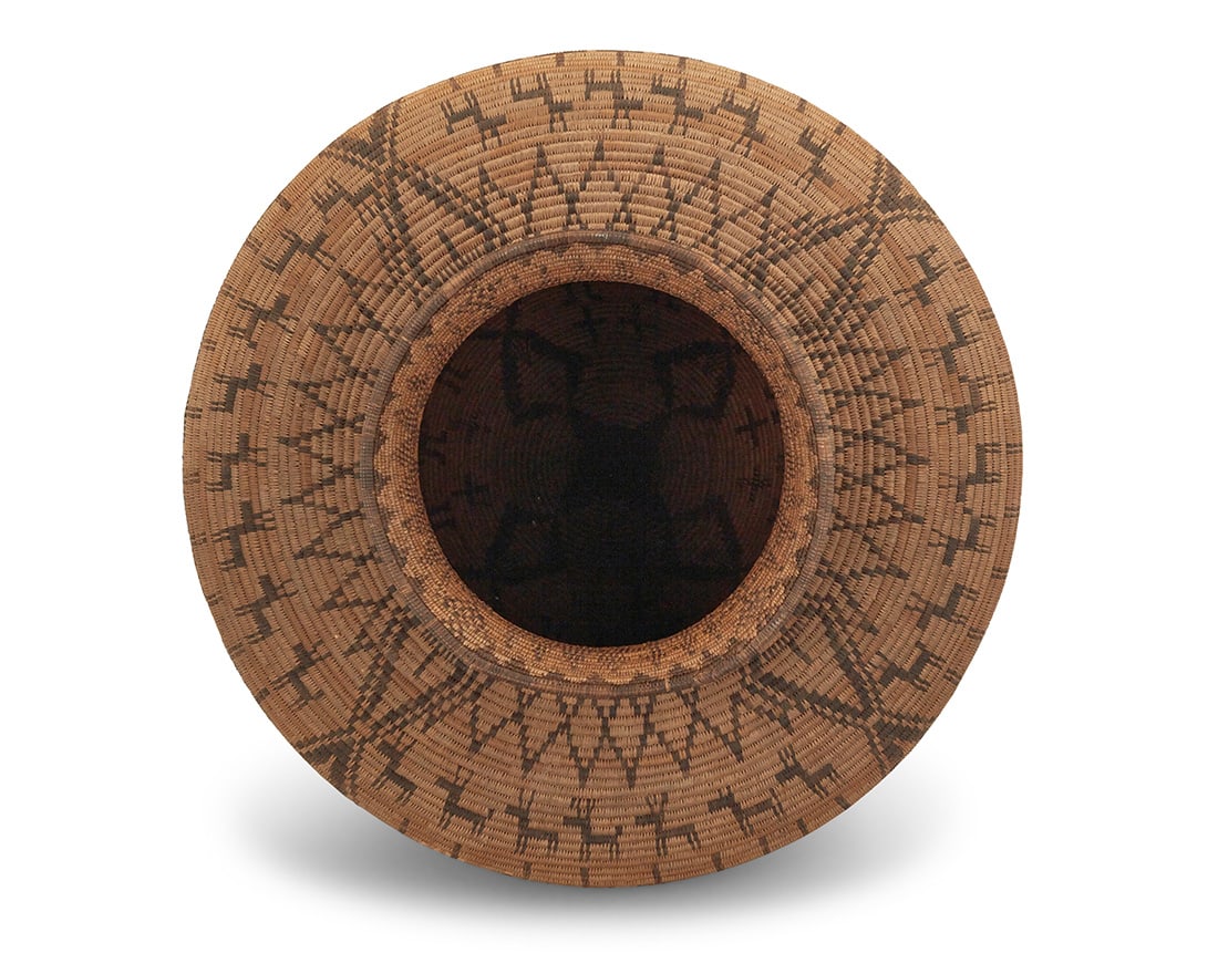 A monumental Apache pictorial basketry olla - 6